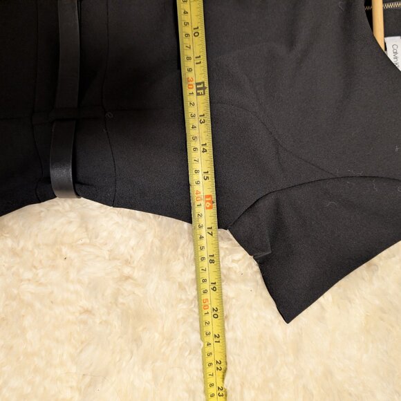 Calvin Klein Black Short-Sleeve Midi Dress w/ Belt & Front Slit - Women’s 6 - Picture 6 of 8